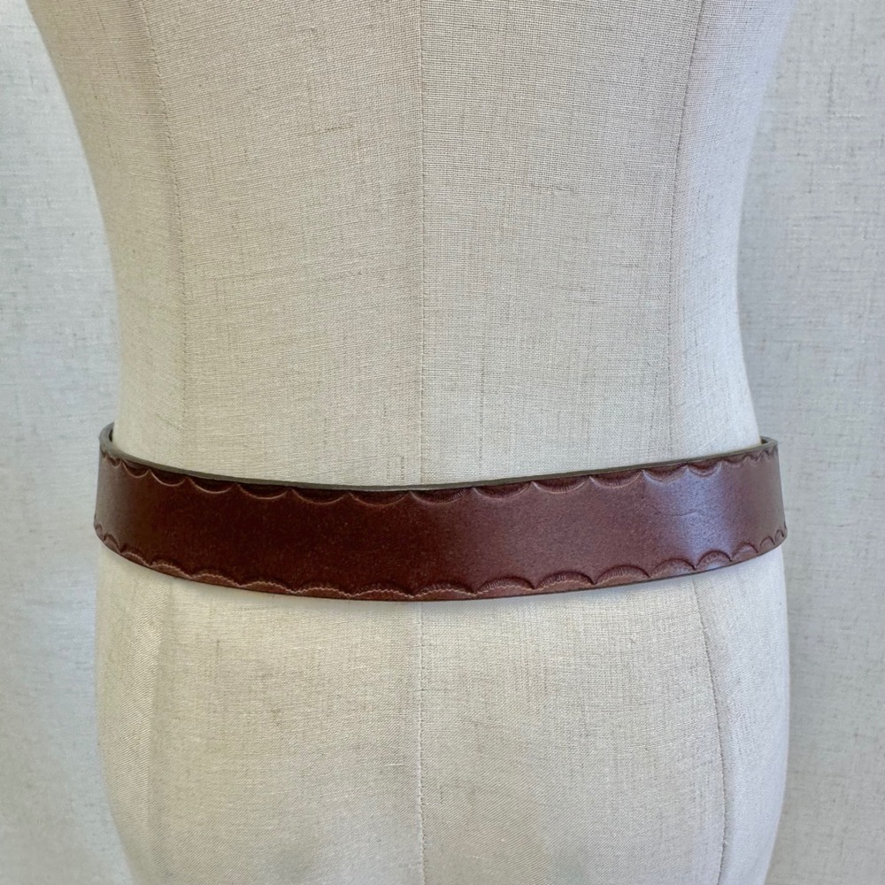 Western‎ Boho Turquoise Flower Buckle Brown Genuine Leather Belt XL - Picture 9 of 13